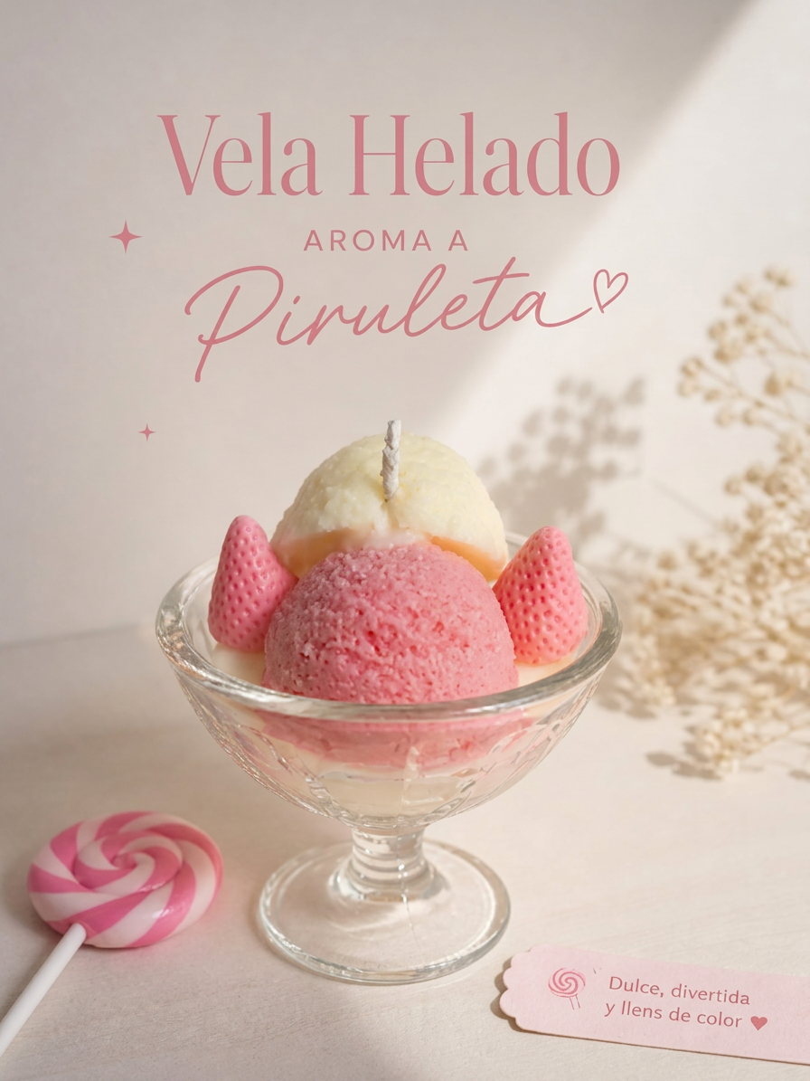 Vela artesanal con forma de helado